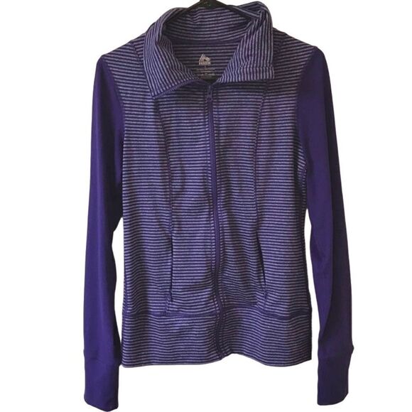 RBX Women’s Purple Striped Full Zip Activewear Light Jacket - Picture 1 of 8